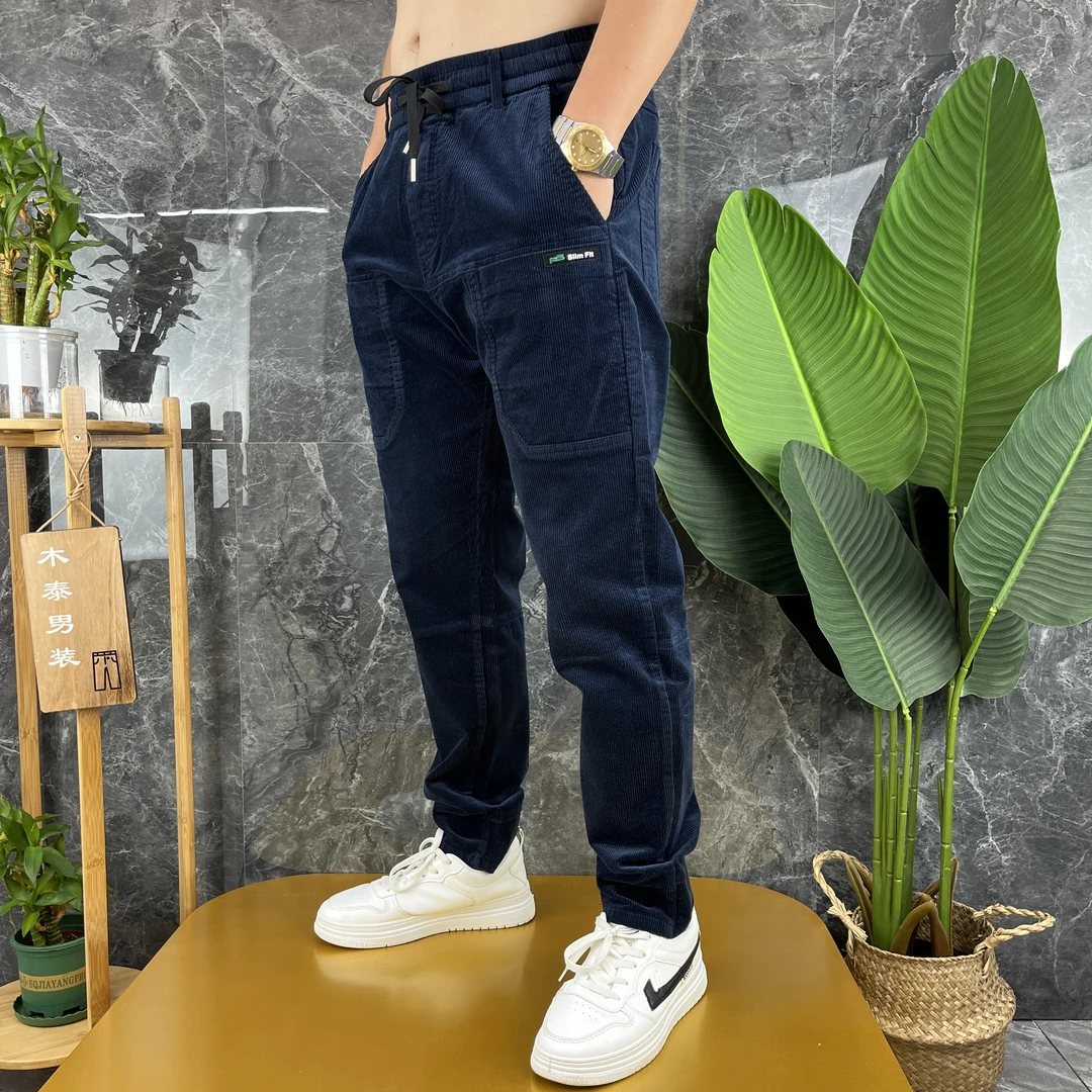 时尚六兜条绒裤宽松百搭运动男士秋冬韩版长裤潮流百搭小直角裤