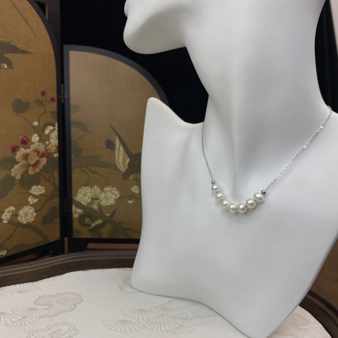 【美灵专属】淡水无核珍珠微笑链/6-7mm/s925/气质白色