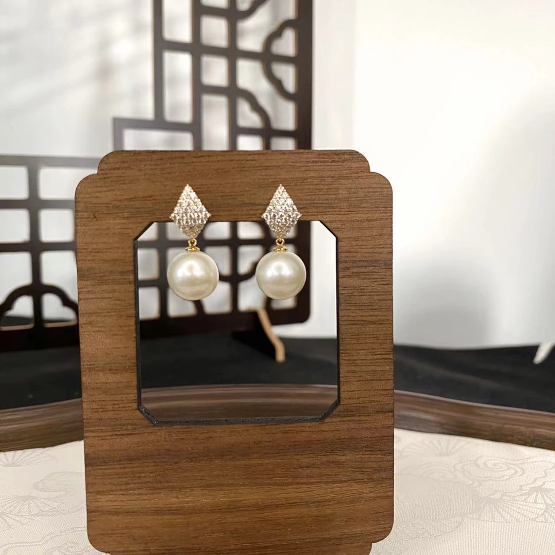 【孤品已开价】淡水有核白色珍珠耳钉/11-12mm/s925