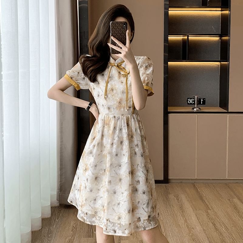 2024年旗袍汉服改良碎花连衣裙女装夏季新款少女中国风裙子年轻款