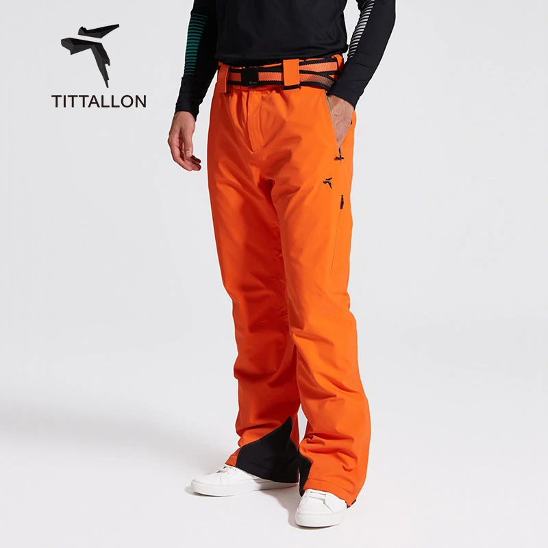 TITTALLON/体拓滑雪裤男冬季防风防水保暖黑色耐磨专业双板滑雪服