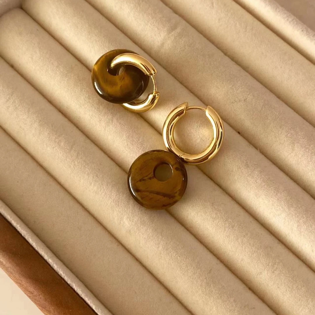 非金属耳饰 新款甜甜圈耳环女高级感小众设计可拆卸耳环创意耳圈