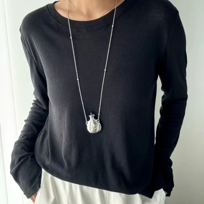 黄铜吊坠 新款小众设计豆豆链立体瓶子吊坠长款毛衣链挂件装饰