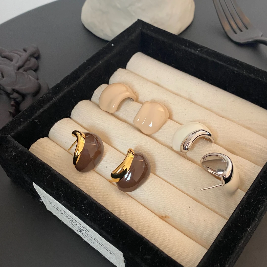 黄铜珐琅耳饰 美拉德系蔡文静同款DACCORD同款打勾雕塑感珐琅耳环