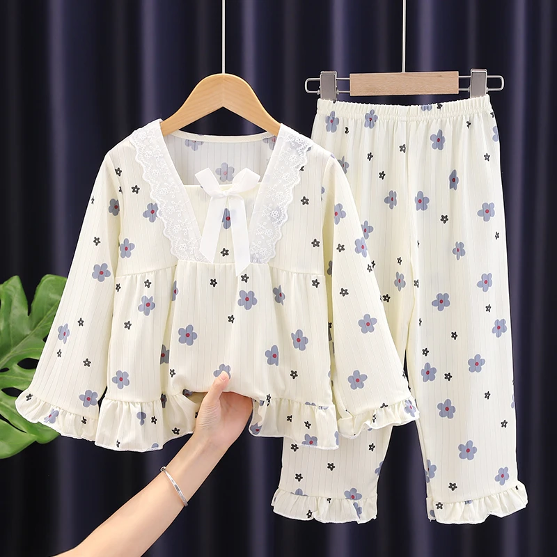 儿童睡衣长袖春秋季可爱公主风女童小孩宝宝中大童空调家居服套装