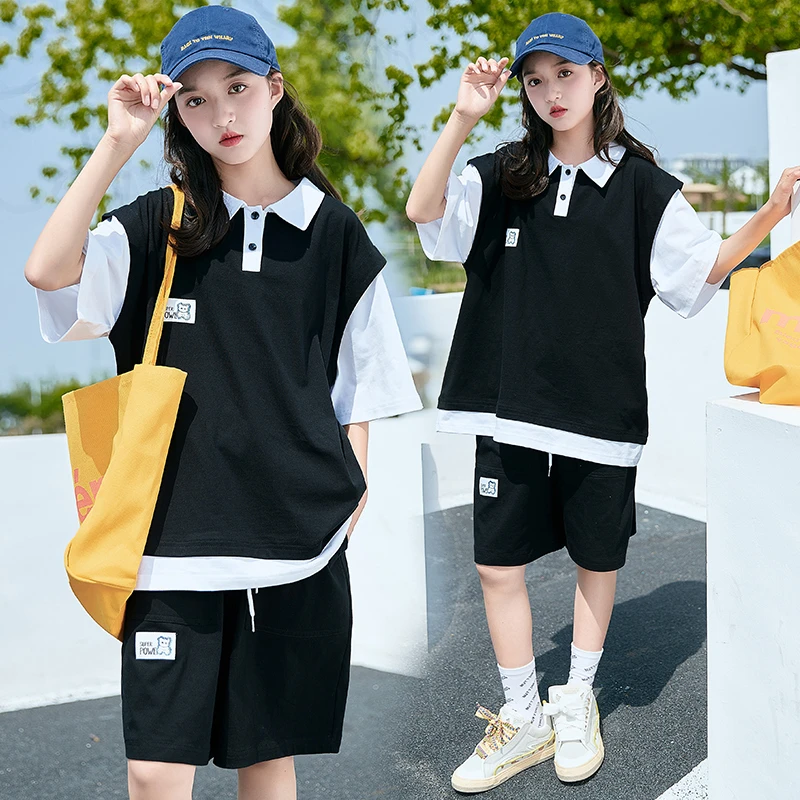 女大童夏装套装2024新款运动休闲学生夏季宽松学院风女孩BHX0952