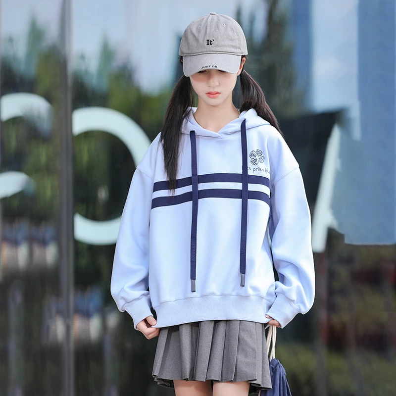 大女童卫衣秋款2024新款儿童炸街卫衣连帽初中生秋装洋气时髦衣服
