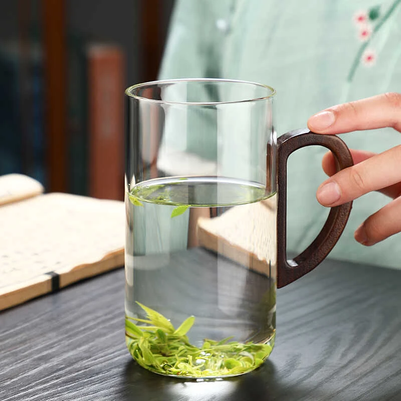 耐高温绿茶杯泡茶杯杯加厚玻璃杯男士喝水杯高硼硅玻璃杯办公家用