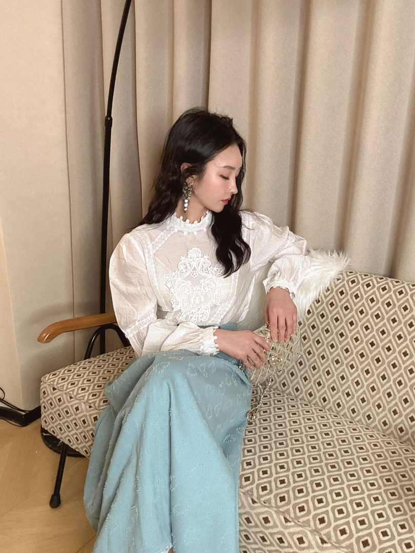 半身裙/【HELLO MINA】比利时少女"设计感立体高腰提花半身裙83083