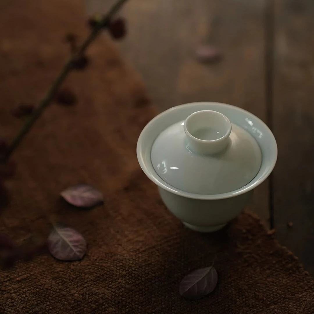 小鱼与木影青不烫手盖碗茶碗茶具手工