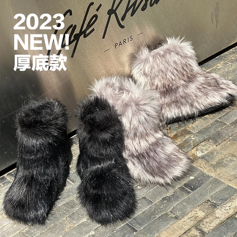 Q 加厚款时髦炸街毛毛外穿雪地靴厚底毛毛靴 YL2023-X1014