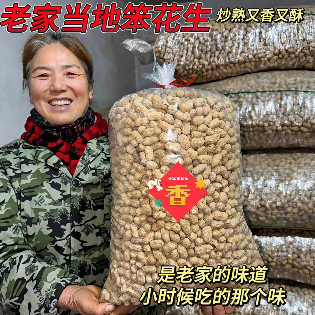 农家笨花生新货炒花生晒干带壳零食炒货干果一斤袋装饱满皮薄味道