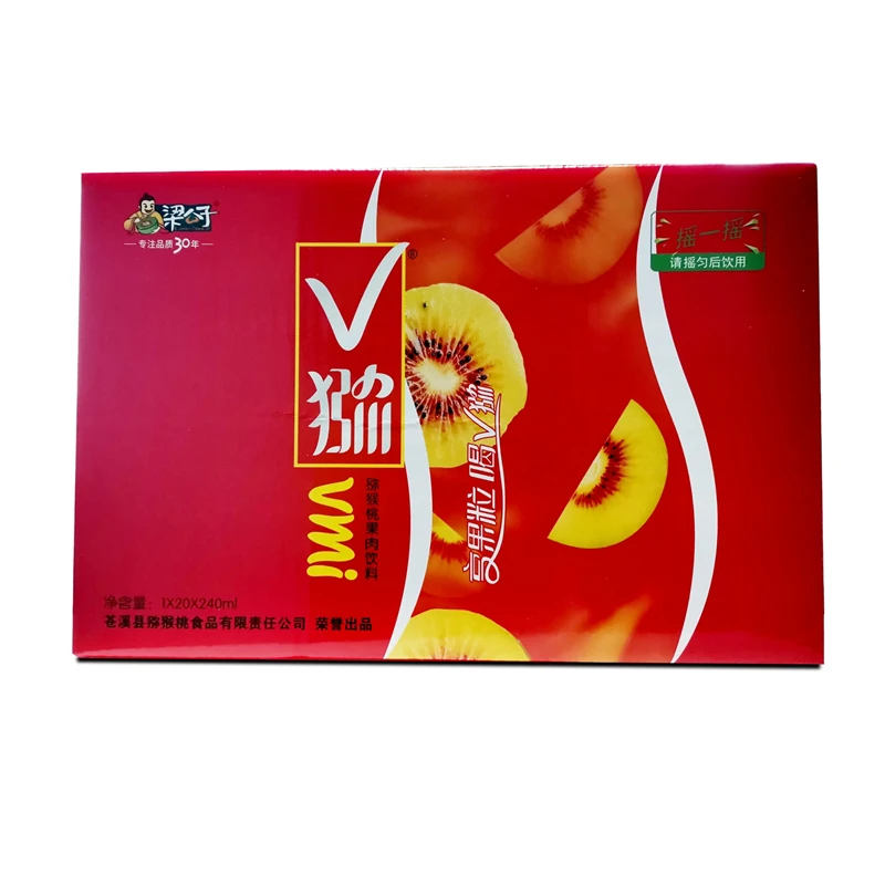 苍溪县特产V猕红心猕猴桃猕猴桃汁果肉饮料12×240ml猕猴桃果汁