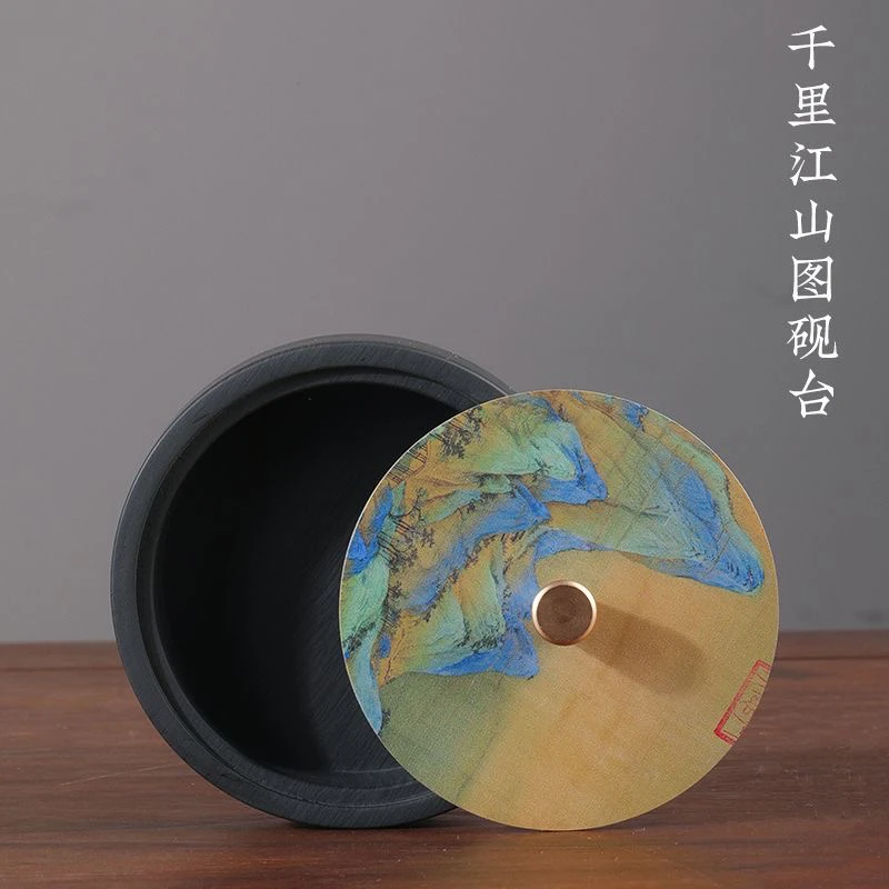 砚台带盖墨汁不干墨天然原石墨毛笔墨盒墨池初学者书法专用精上等