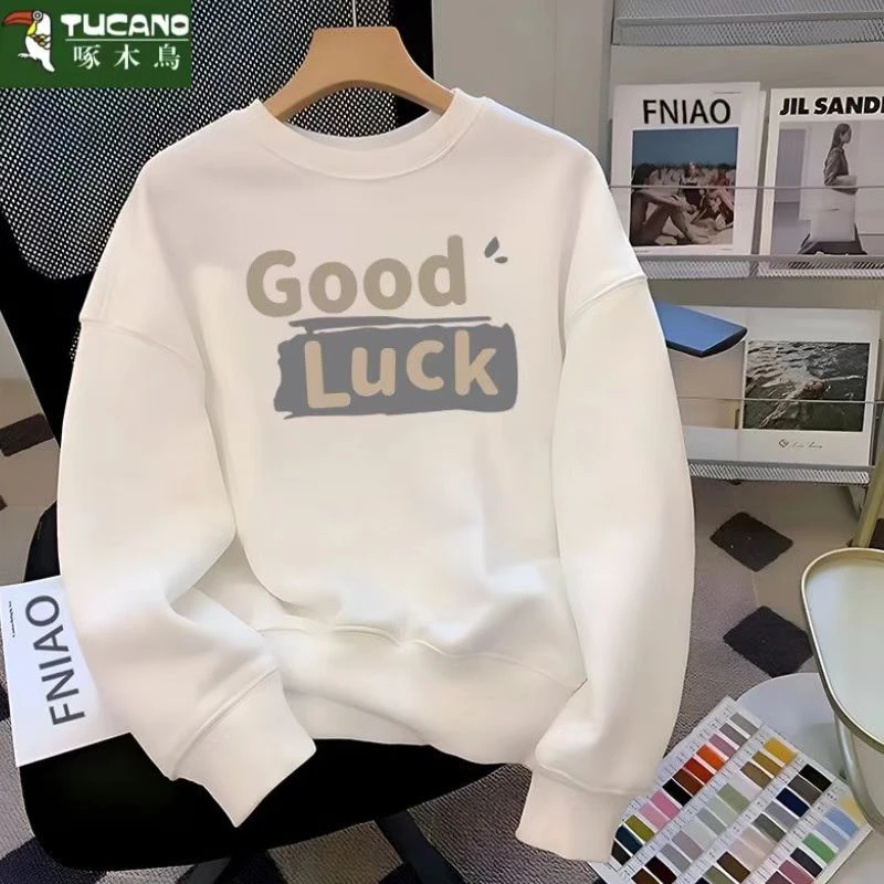 啄木鸟新款百搭时尚宽松潮流款休闲长袖圆领秋冬套头卫衣ins男装