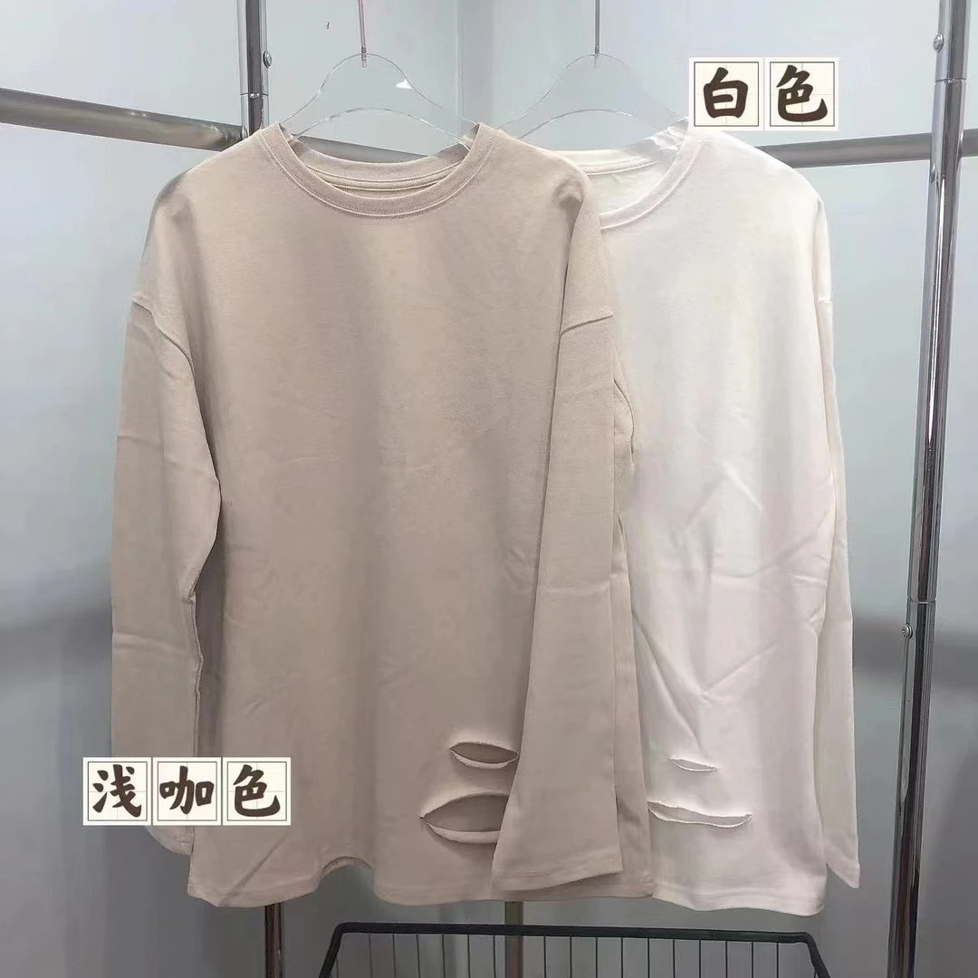 东大门百搭ins拉毛大版T圆领BY