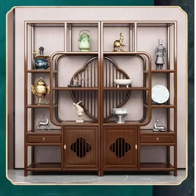 博古架全实木新中式多宝阁茶叶展示柜客厅隔断古董架茶室置物架