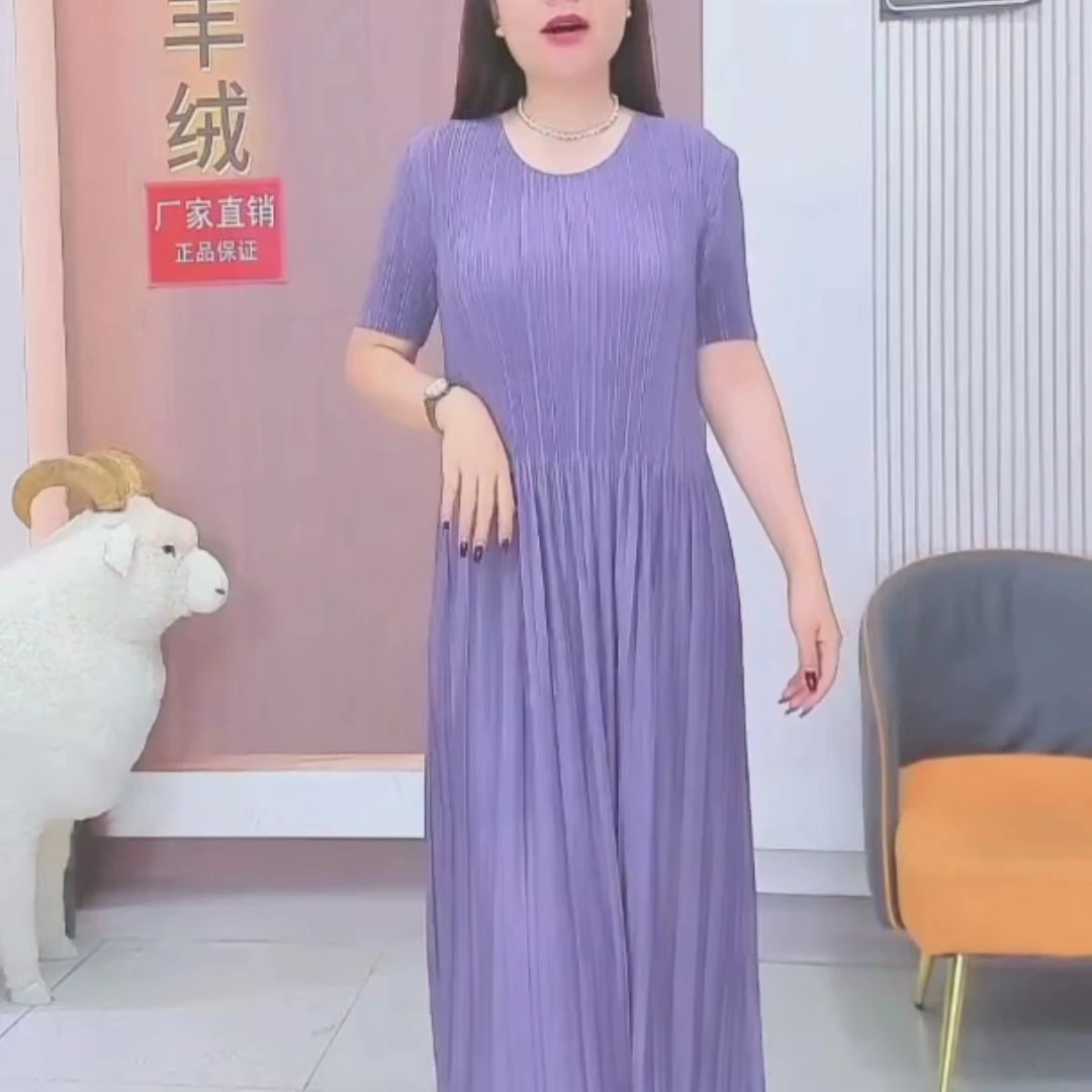 meiyunrong/美云绒夏季纯色显瘦空松大码连衣裙