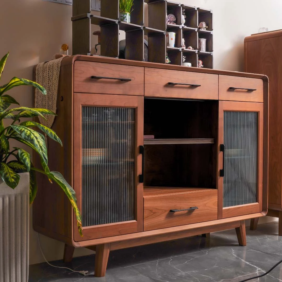 CW221【灵漪】樱桃木轻奢餐边柜北欧原木家用玄关柜酒柜