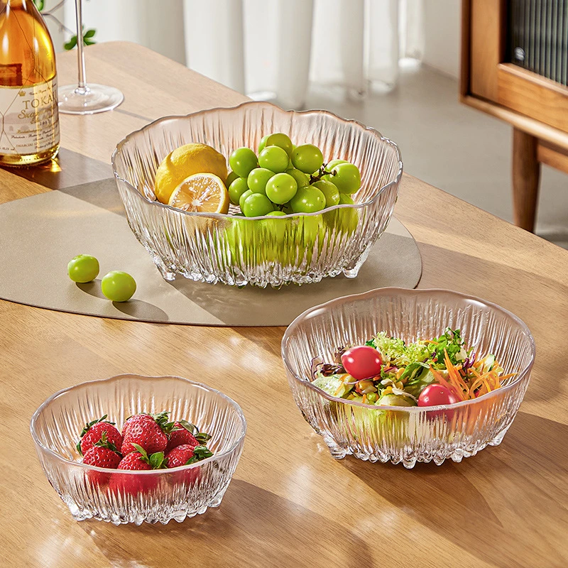 轻奢玻璃果盘家用水果沙拉碗客厅茶几零食摆放盘高颜值甜品酸奶碗
