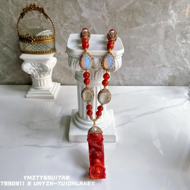 铜合金项链 棕娜丝塔娜系列 双面满镶薇娜颗粒9419手工复古国风