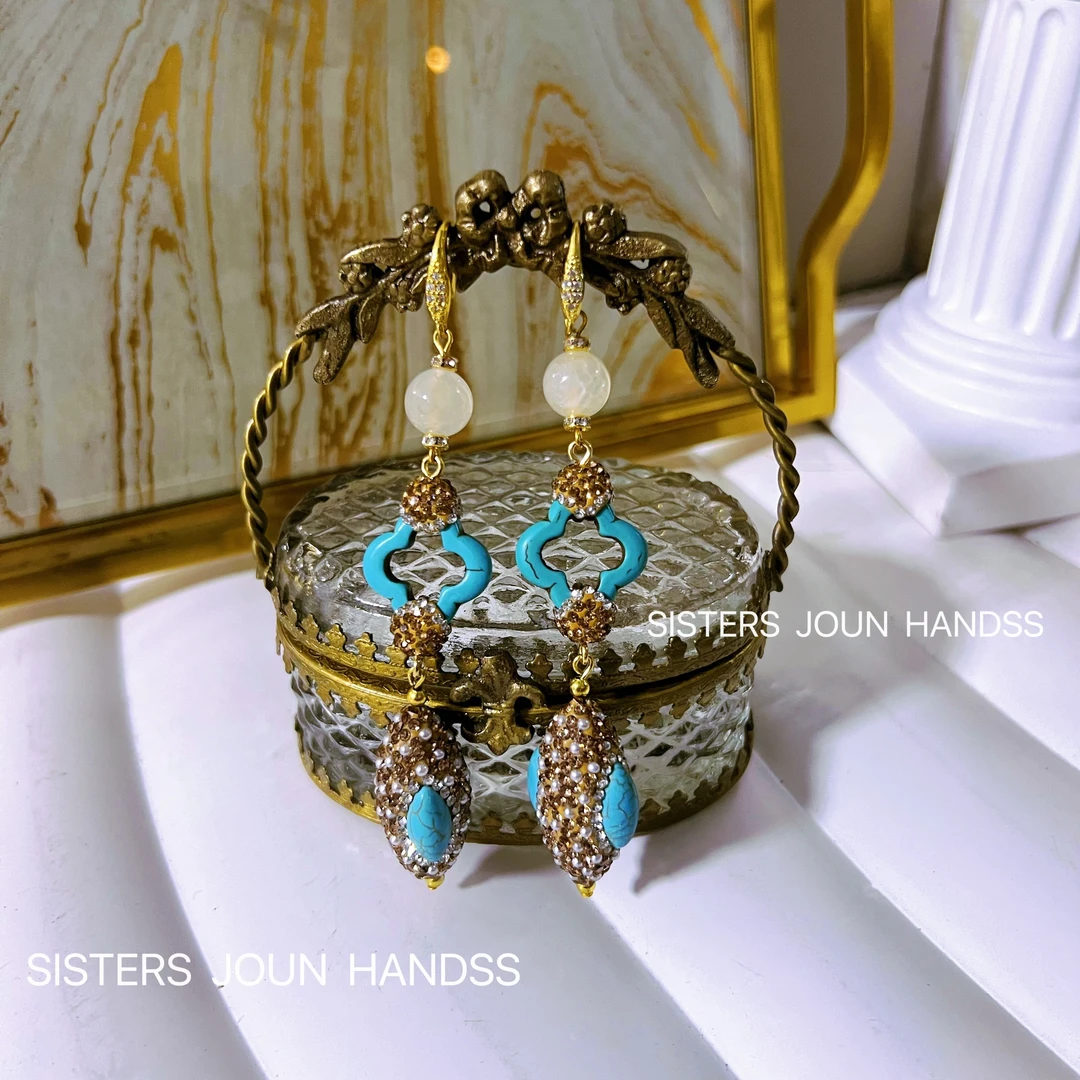 铜合金莫桑石耳饰 Leidy Hard梅花颗粒 洛可搭配手工气质轻奢百搭