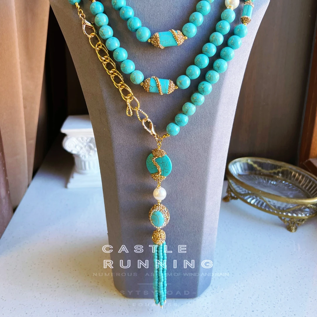 铜合金项链 Leidy Hard多戴系列 太美了流苏  镶嵌 A3035蓝色A333