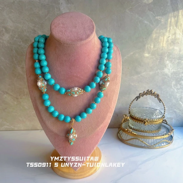 铜合金项链 松松娜尔多斓系列 双层搭配9684手工蓝色轻奢叠戴