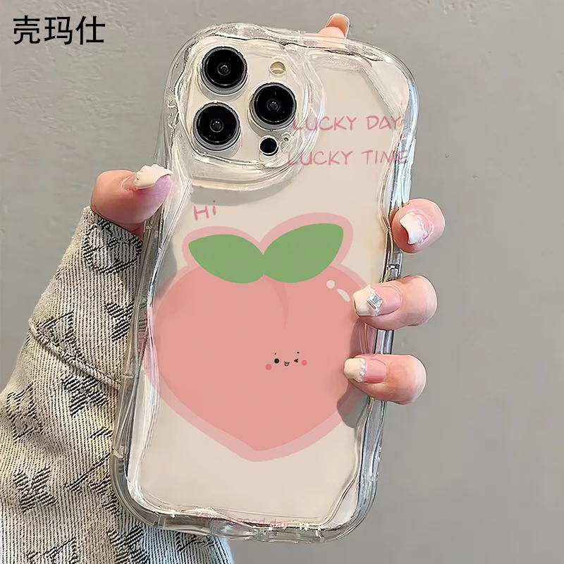 壳玛仕卡通水蜜桃适用苹果15promax手机壳13软壳iPhone14/12新11x