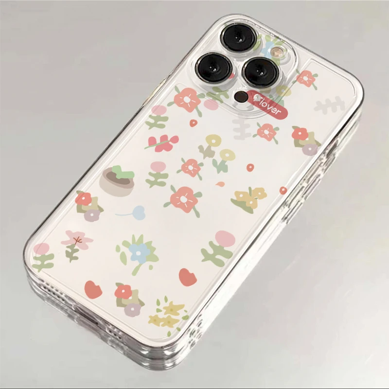 壳玛仕清新小花朵适用iphone15苹果13手机壳14promax透明12xr软11