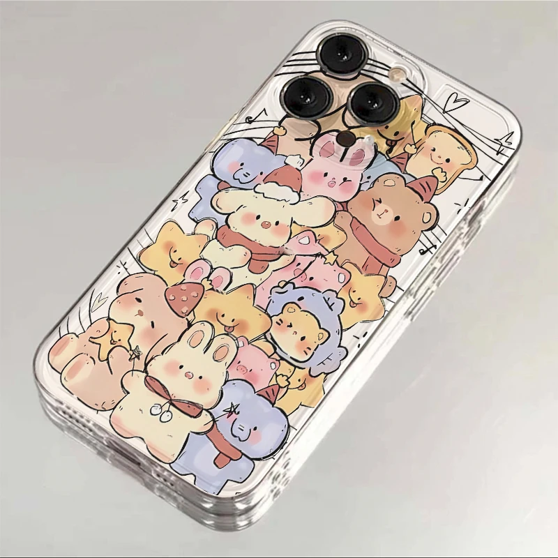 壳玛仕满屏小动物适用iphone15苹果13手机壳14promax透明12xr软11