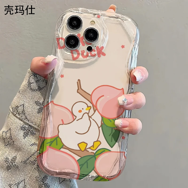 壳玛仕水蜜桃鸭适用苹果15promax手机壳13软壳iPhone14/13/11xr/8