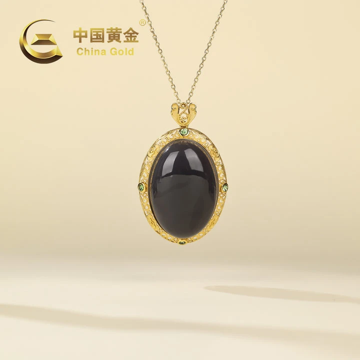 【中国黄金】韵涵 | 和田玉*吊坠*18k金镶嵌-D5756-Y