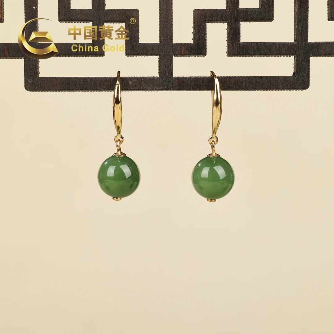 【中国黄金】灯泷 | 和田玉*耳饰*S925银镶嵌-R773-Y