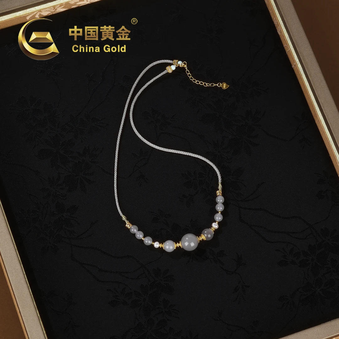 【中国黄金】S925银和田玉烟紫项链-X1138-【娟】