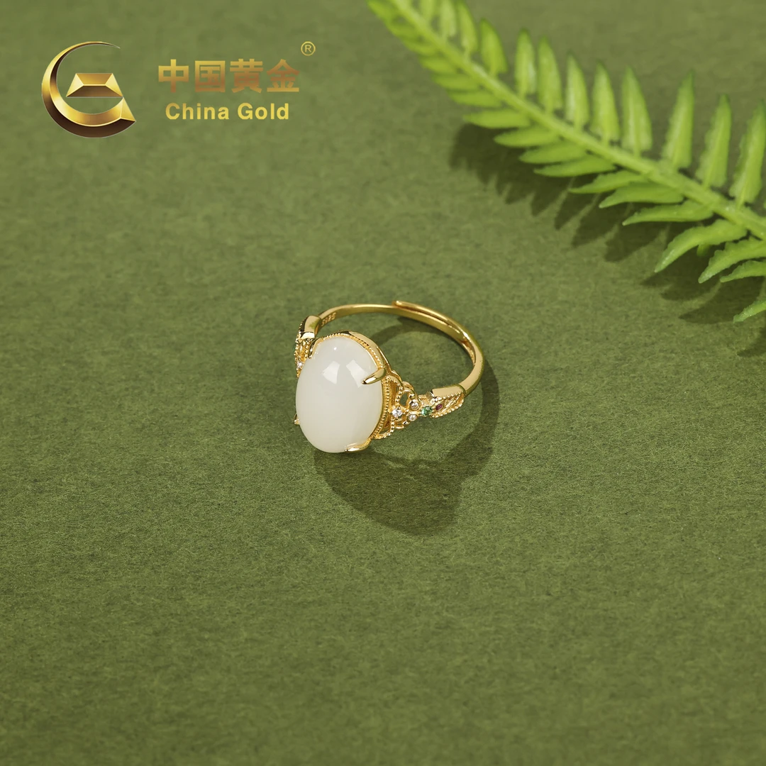 【中国黄金】颖淳 | 和田玉*戒指*S925银镶嵌-J897-Y
