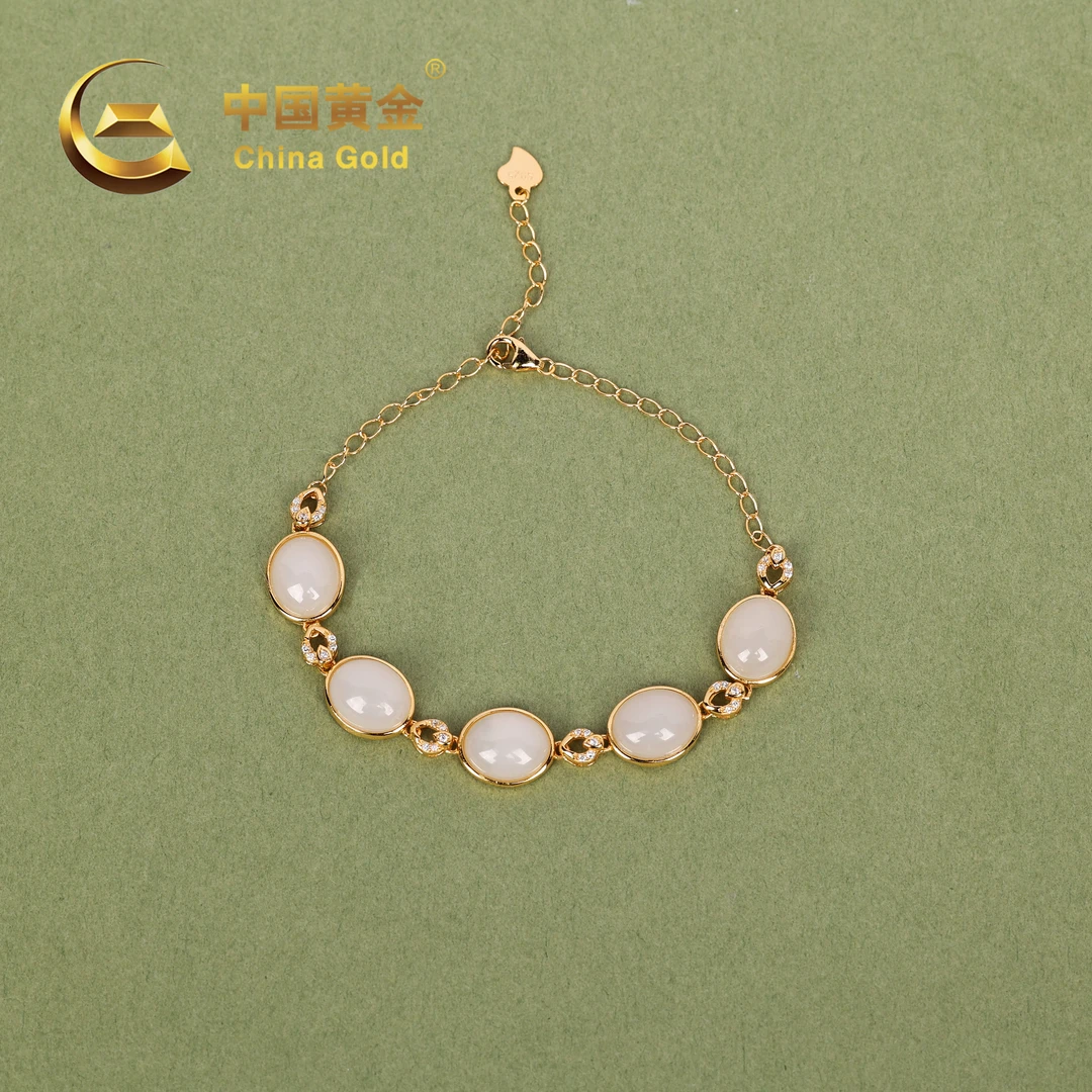 【中国黄金】凡佩 | 和田玉*手链*S925银镶嵌-S1781-格