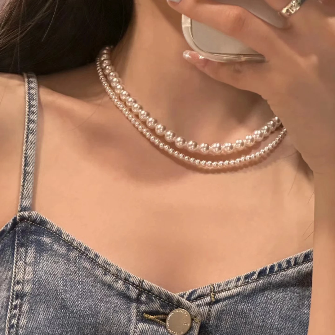 链子925银 施家珠项链小米珠高光高亮正圆百搭气质叠戴