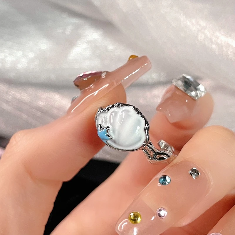 合金珐琅戒指 【奶油贝壳】小众简约高级感戒指个性百搭原创GP934