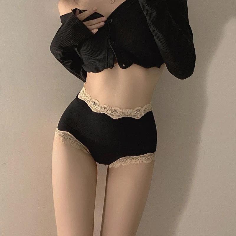 女士内裤女款高腰无痕爆款2025新款纯欲风少女生性感蕾丝三角短裤