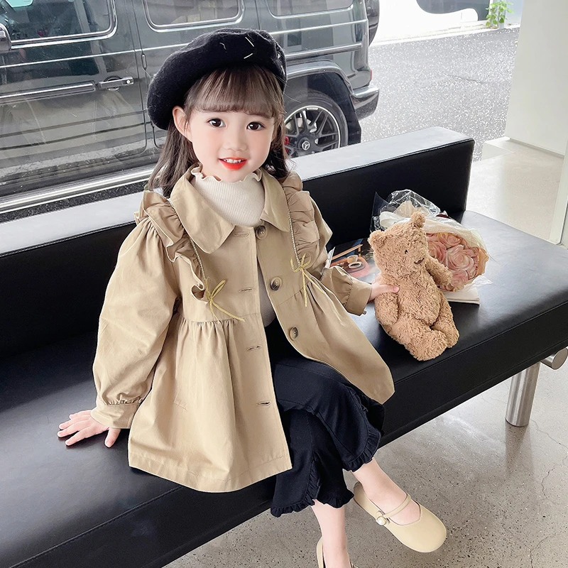 熙  现 女童花边小风衣女宝宝春季韩版外套 三