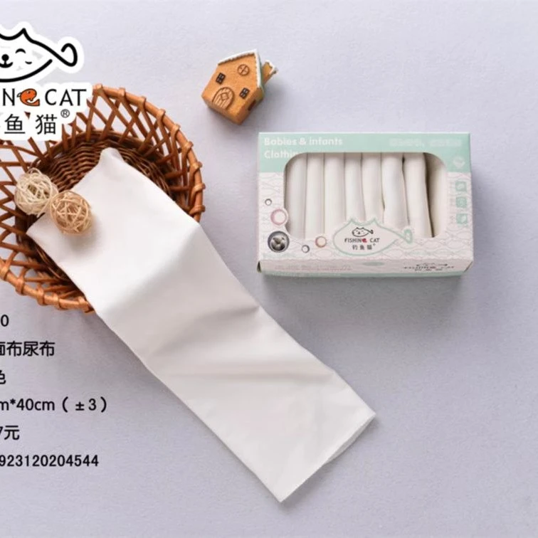 钓鱼猫10片盒装新生儿纯棉尿布