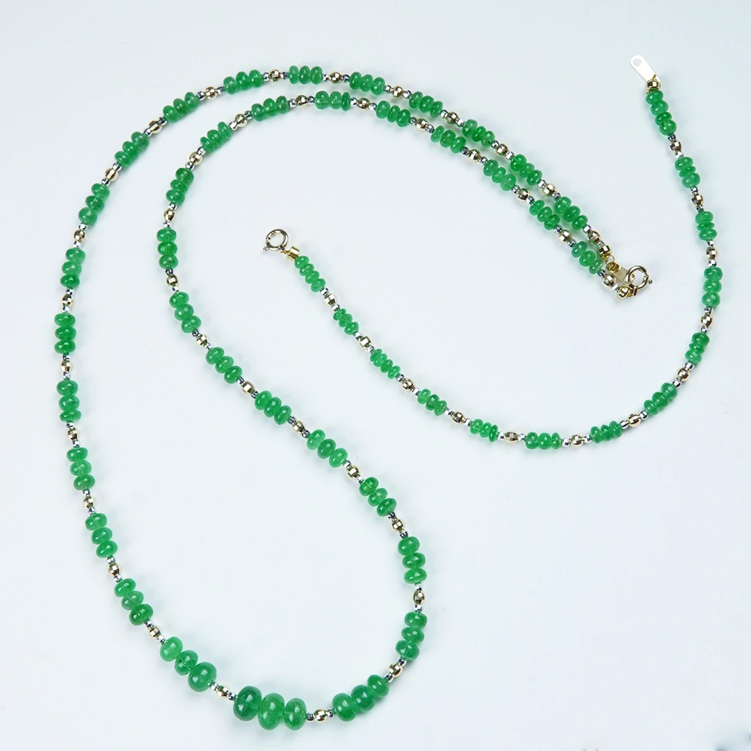 祖母绿18k金沃顿绿手工时尚高级款算盘珠项链手链套链