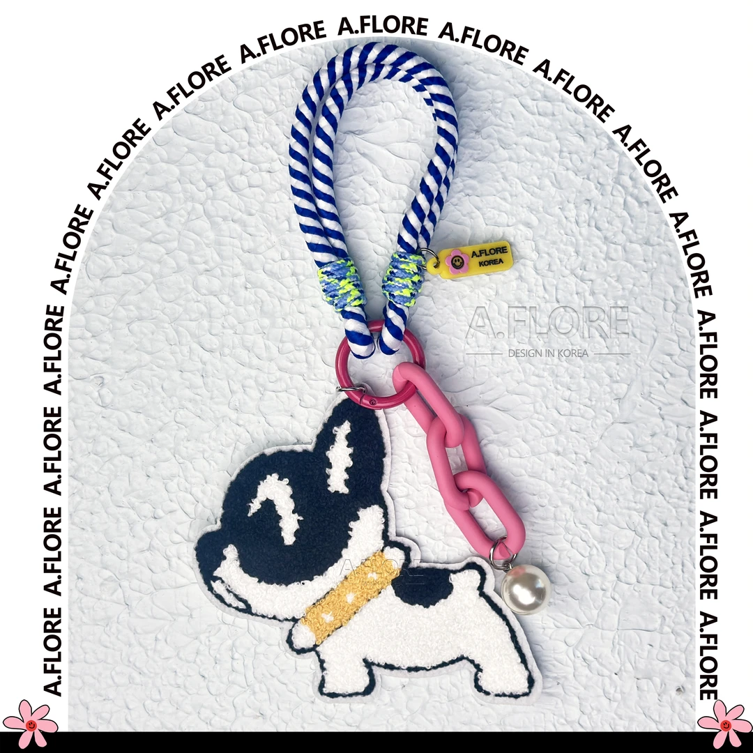A.FLORE韩国原创手工可爱包包挂件挂饰黑白小狗挂片