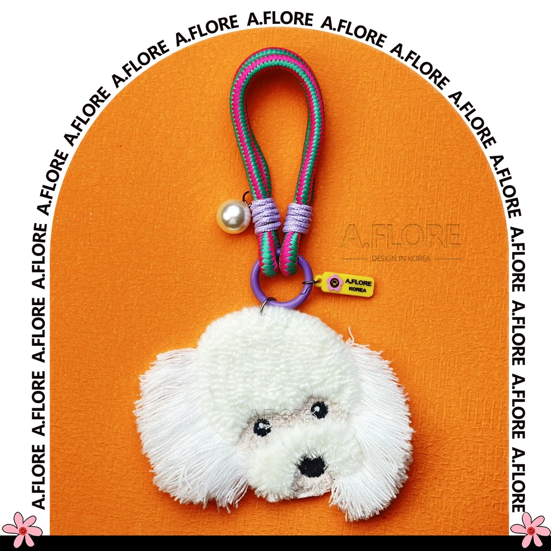 A.FLORE韩国原创手工可爱包包挂件挂饰白色狗头