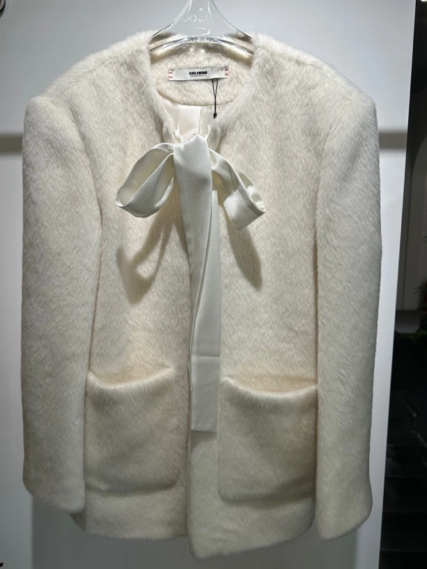 ELVIS.CHEUNG蒋云超柔苏丽无领飘带长外套