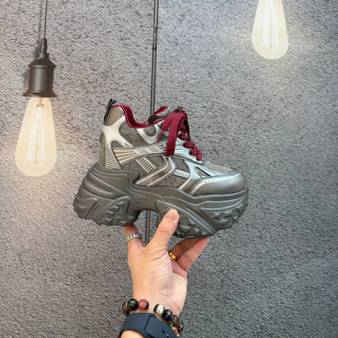 【高一点】2024运动厚底10-12CM欧洲站增高老爹鞋女休闲鞋597-99