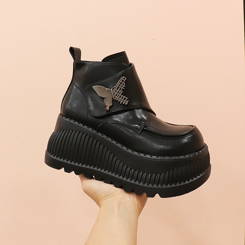 【红姐推荐】9CM厚底内增高小个子马丁靴女2024松糕休闲短靴8305-16