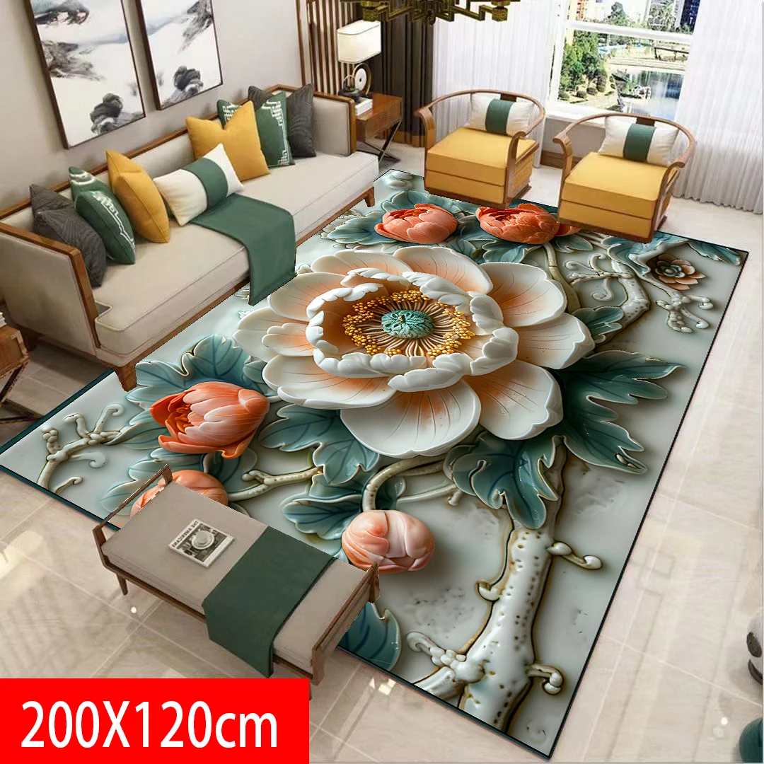 【硅藻泥】200*120大号走廊毯茶几毯多功能垫吸水防滑垫-白牡丹