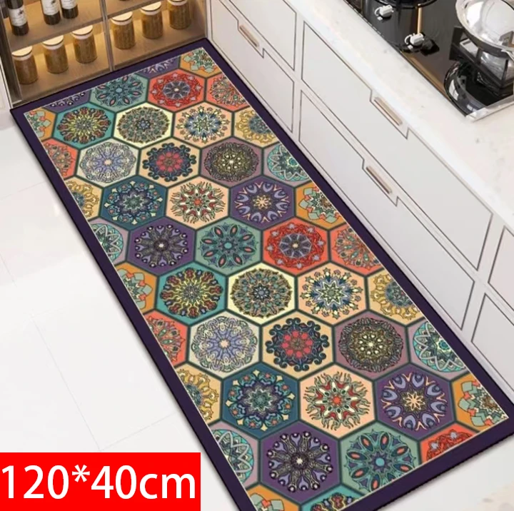 【硅藻泥】120*40吸水防滑垫耐脏吸油厨房垫卫生间养花垫-紫色彩砖